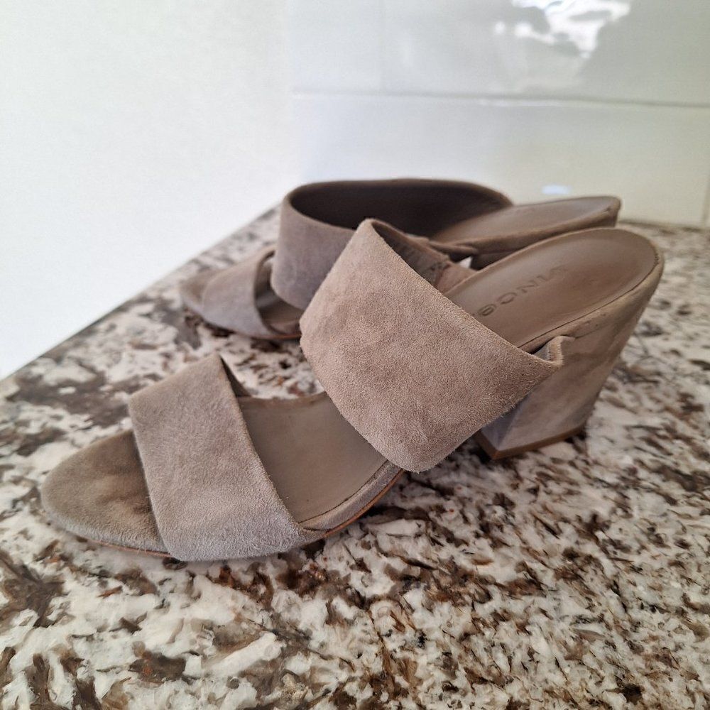 Vince Suede Sandal Block Heel Slip On Gray Open Toe size 6.5 US - Picture 6 of 10